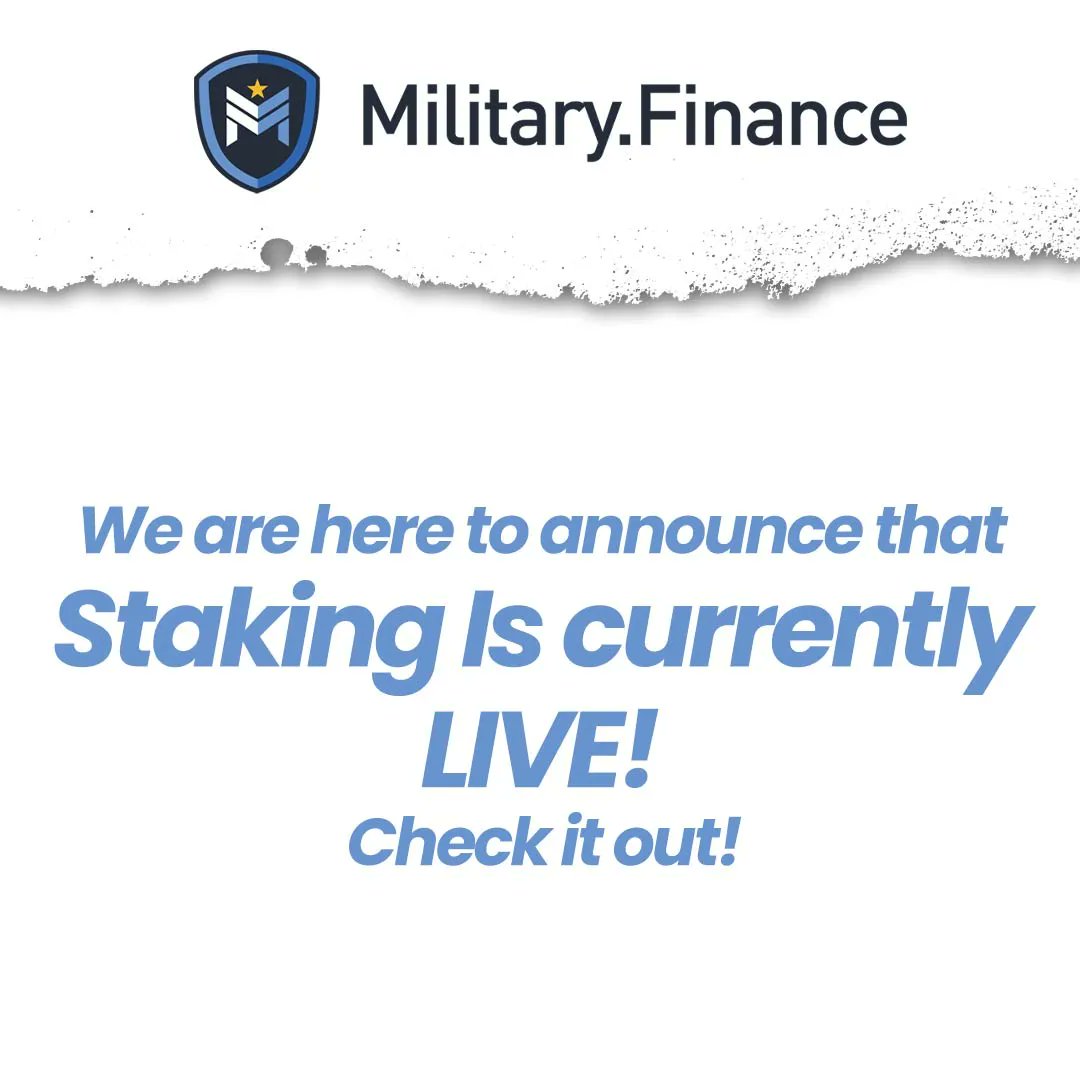 We announcing that Staking is currently live!  #Mil #Military #Finance #Crypto #NFTs #America #USA #Patriot #Patriotism #militaryfinance