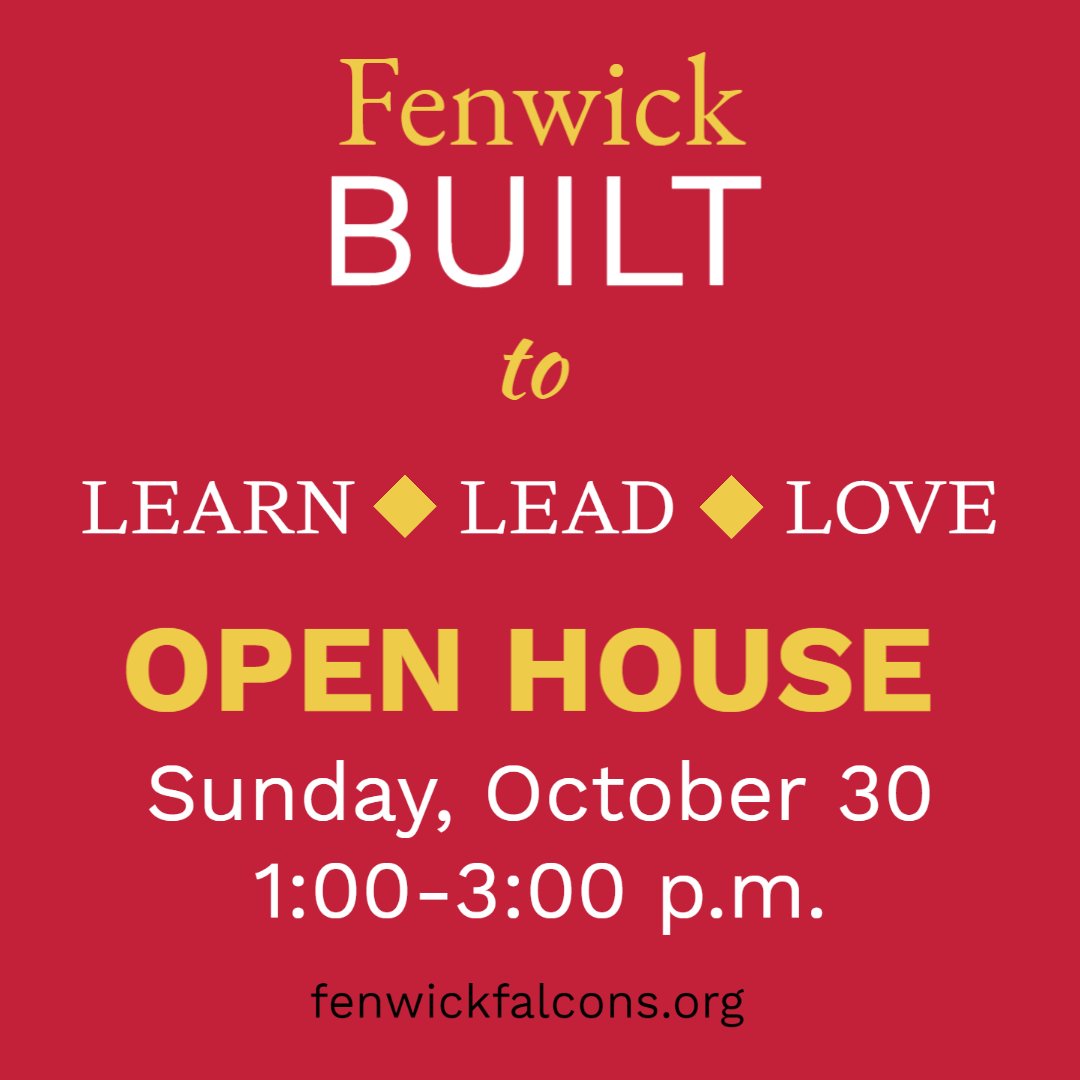 BishopFenwick1's tweet image. Join us for our Open House on Sunday, October 30, to witness what Fenwick students learn in the classroom, how they lead in the community, and why they love Fenwick! 

Reservations are not required but encouraged! 
bit.ly/3NaRV8S