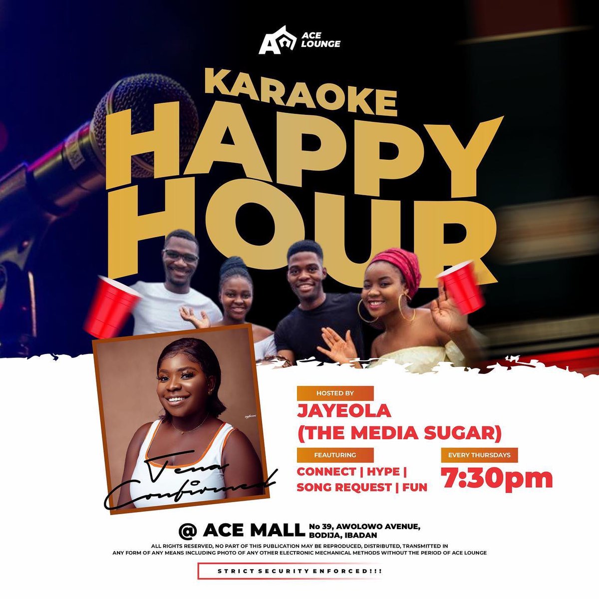 Ibadan247's tweet photo. Let @JayeolaFadare host you tonight at Ace Lounge, Ace Mall, Old Bodija, Ibadan for ‘Karaoke Happy Hour’ 🎶
Beautiful @tenaonradio is ready to serenade us with her beautiful voice.
Are you ready too?
#karaokehappyhours #acelounge #ibadan #themediasugar #r2fmibadan https://t.co/gTYflzaJpe