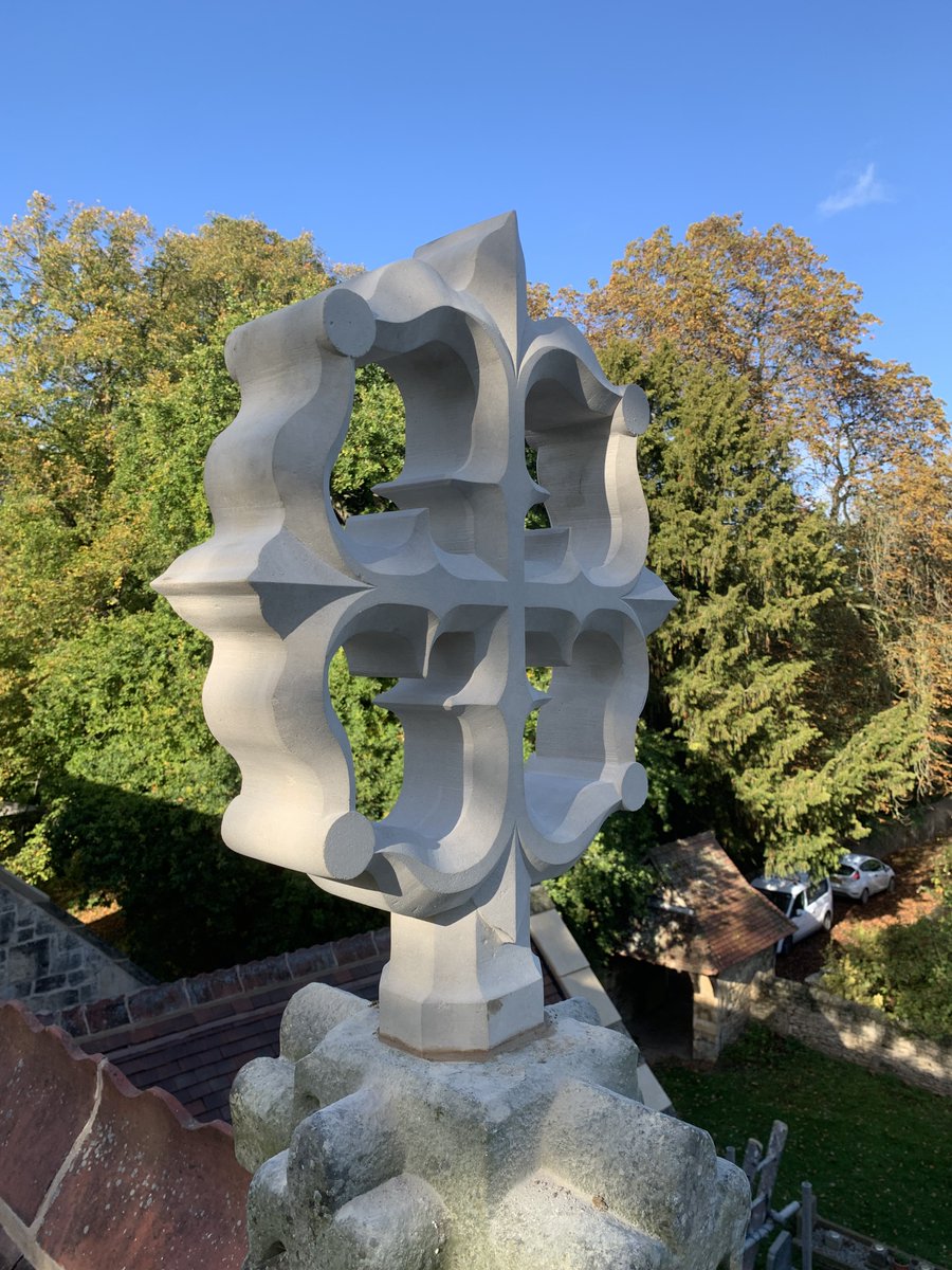 The second of two new apex crosses now fitted at St Helen's, Burghwallis. Carved by Tom Farrell of Pinnacle Conservation @ltdconservation #StHelensBurghwallis @ferreymennim @dioceseofsheff  <a href="/AABC_architect/">AABC Register</a> @ribayorkshire #Burghwallis