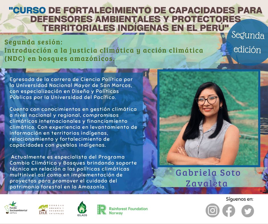 ONGDAR's tweet photo. 💪Hoy continúa el curso dirigido a #DefensoresAmbientales y #ProtectoresTerritorialesIndígenas con los siguientes temas:

✅Introducción a la #JusticiaClimática y acción climática en bosques amazónicos.
✅Banca multilateral, instituciones financieras e #Inversioneschinas. https://t.co/9ROtvSyRvl