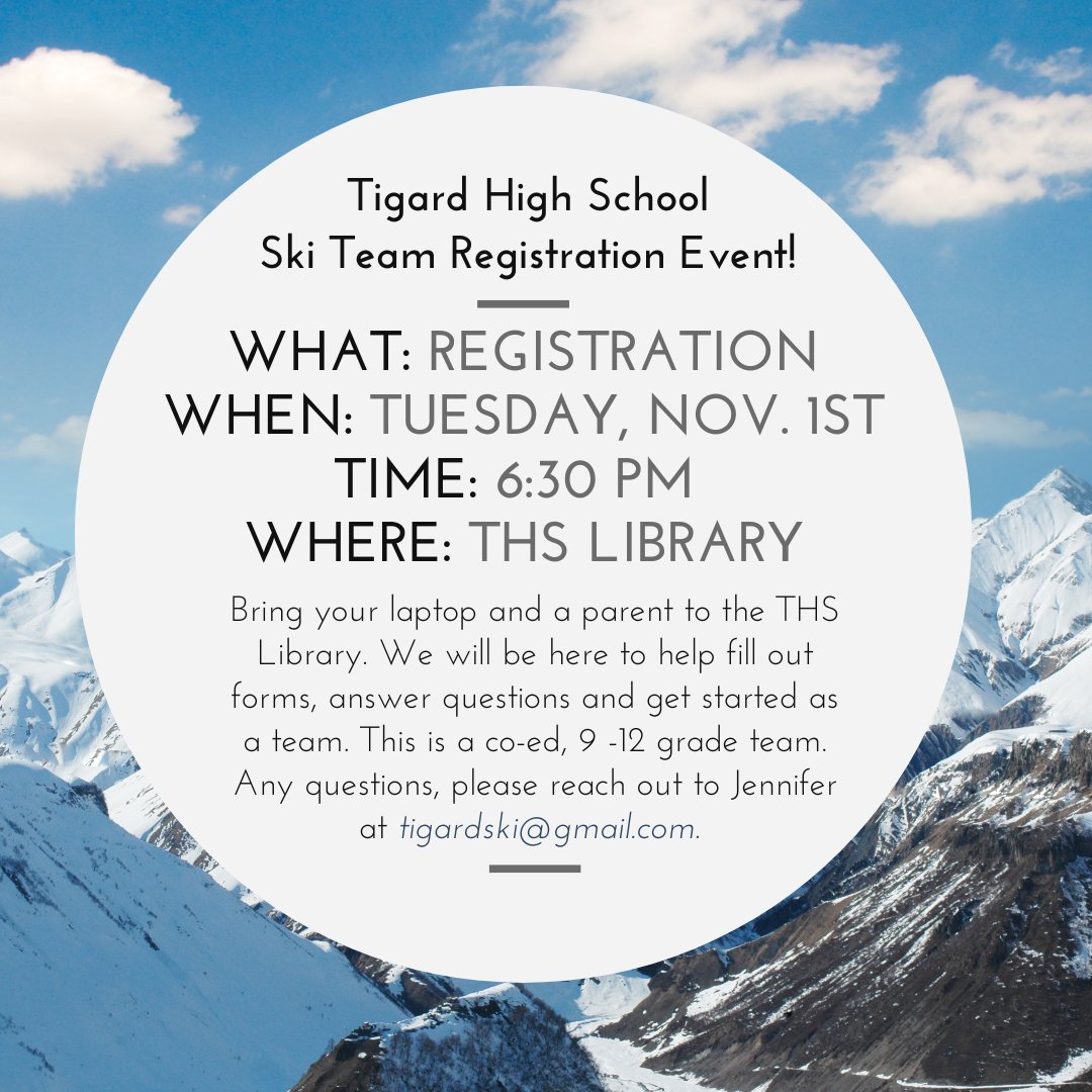 Ski Team Registration Event! 
Save the date!