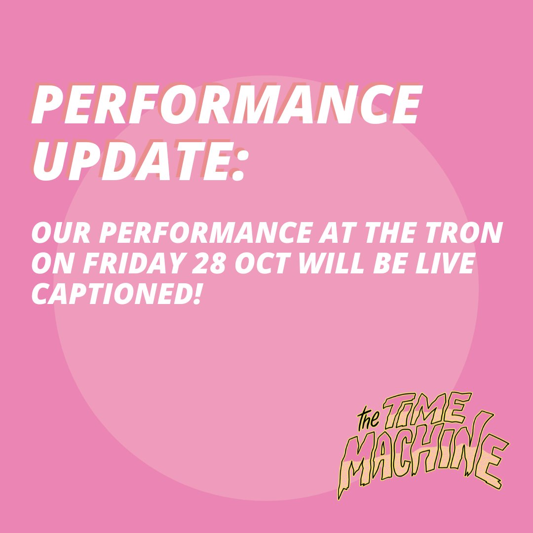 joandskin's tweet photo. Great news! Our performance of The Time Machine on Friday evening at @TronTheatre will be live captioned. We hope you can make it!
#JSTimeMachine #Jordanandskinner #FeministTheatre #feminists #Theatre #Tour #Scotland #Survivalists #HGWells
@accessscottishtheatre https://t.co/LOhrOMkNSa