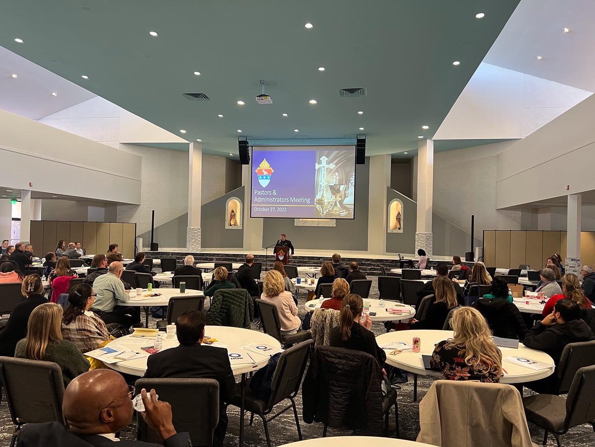 This morning I welcomed pastors and administrators from all over our diocese for their meeting at the Catholic Pastoral Center. We are blessed to have these faithful men and women working throughout our diocese proclaiming the Good News and welcoming all.