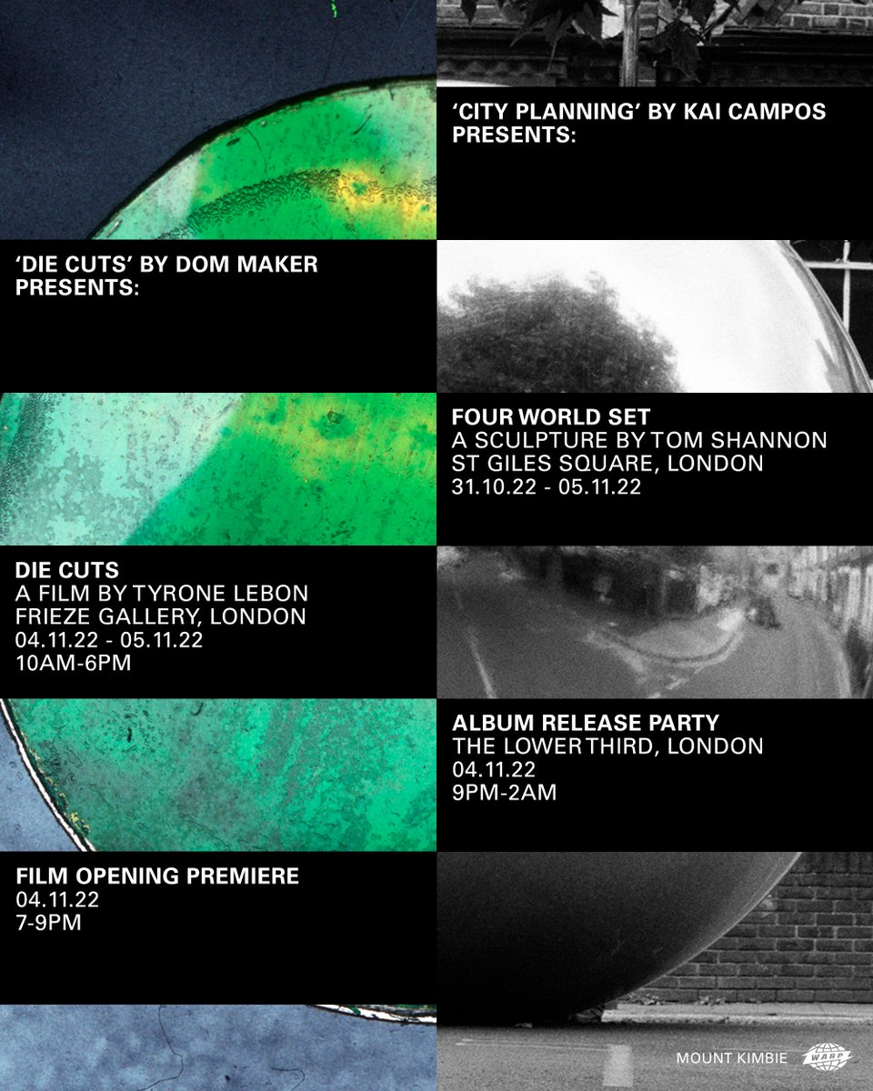 .@mountkimbie announce a multi-format London takeover running throughout next week, in the lead up to release day📍 Presenting new artworks by Tyrone Lebon and Tom Shannon, plus a Friday release party with special guest selectors. RSVP → mountkimbie.com