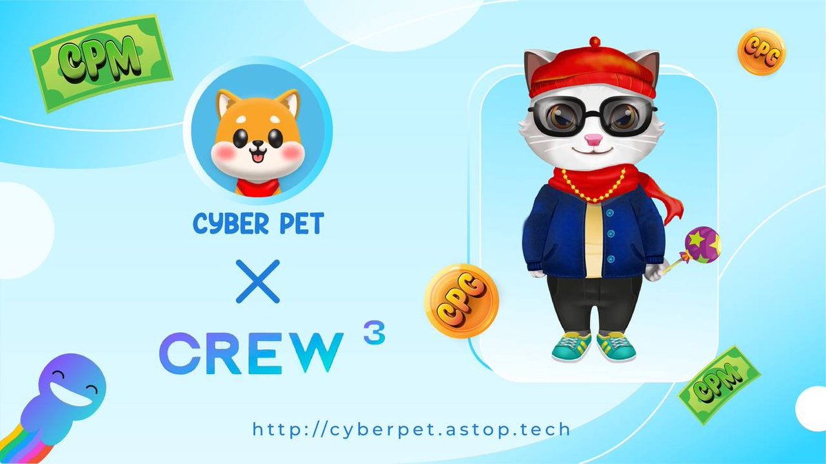 Cyber Pet Crew3 Community is open!
Thats a chance to win WLs/ OGs/ Airdrop from <a href="/CyberPetAstop/">Cyber Pet | Aptos GameFi - IDO 5th DEC</a> .
Join us now:
cyberpet.crew3.xyz/questboard
#LFM #cyberpet #AptosGameFi #AptosEcosystem #Aptos #AptosNFT #AptosGiveaways