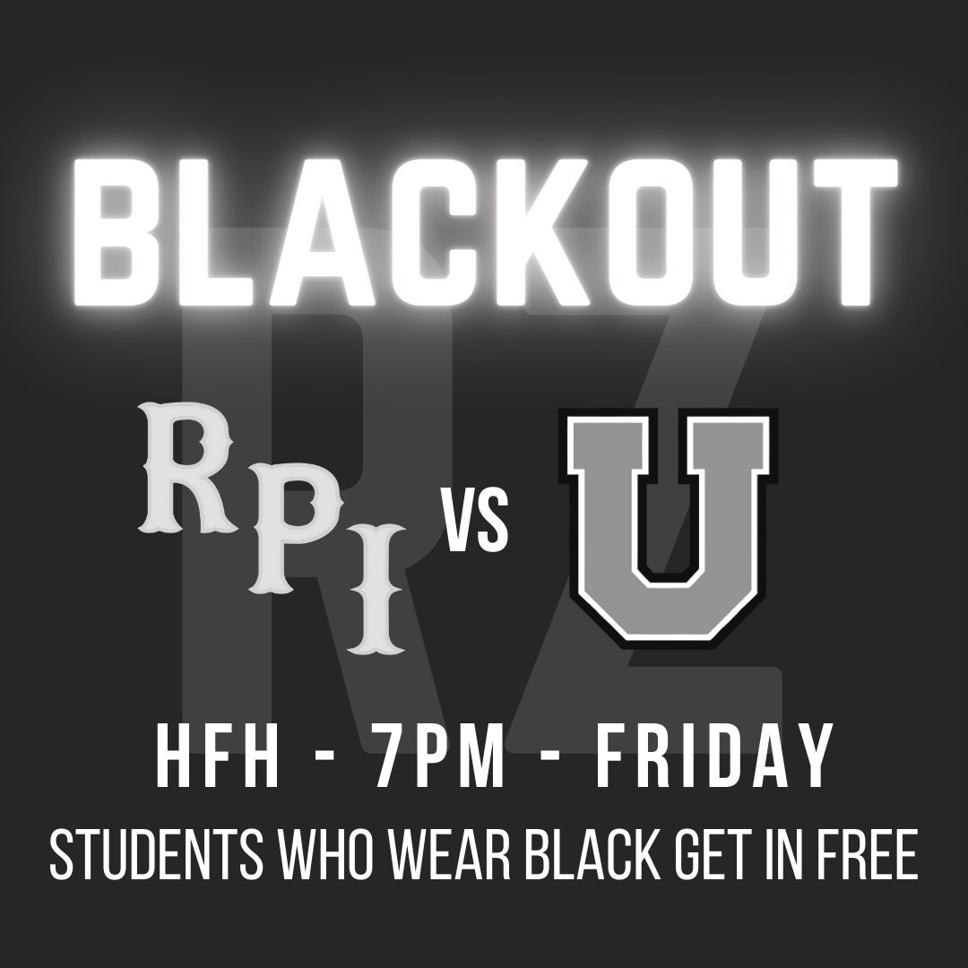 RedZoneRPI's tweet image. ⚫BLACKOUT IS HERE⚫
Tomorrow 7PM at the @RPI_HFH . Get ready to show why we&apos;re #BetterThanU. Students get in free if you wear black to the box office❕ PACK THE HOUSE. LGR

#RedZone #SucksToBeU