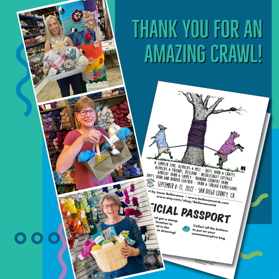 SDYarnCrawler's tweet photo. Thank you for an amazing 2022 San Diego yarn Crawl - https://t.co/mpJcsyYAxz https://t.co/Nj2WfdKm7G
