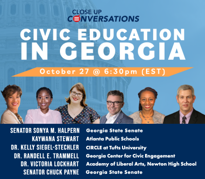 Register for tonight's Close Up Conversation panel discussion on the Importance of Civic Education in Georgia featuring Georgia Senators <a href="/Chuck_Payne/">Chuck Payne</a> <a href="/halsonya/">Sonya Halpern</a> @sonya4ga, @Kay_Stew_APS_SS @manykellies <a href="/dr_VALockhart/">Victoria Lockhart</a> @sonya4ga and <a href="/randelltrammell/">Dr. Randell Trammell</a> #CloseUpDC