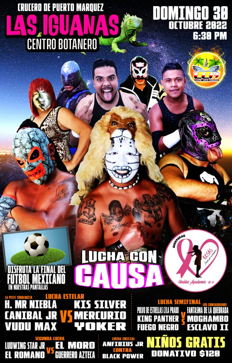 canibal_jr's tweet photo. Próximo domingo 3️⃣0️⃣ de octubre a las 18:30 horas en #LasIguanas llega el sabor y olor de la #PesteTroglodita:
🔥 Calientitos en la costa #HijoDeMrNieblaNG, #CanibalJr
️2 grandes luchas más, adquiere tus ️🎫🎟 en el centro botanero y apoya a las guerreras rosas. https://t.co/vztHyy7HaE