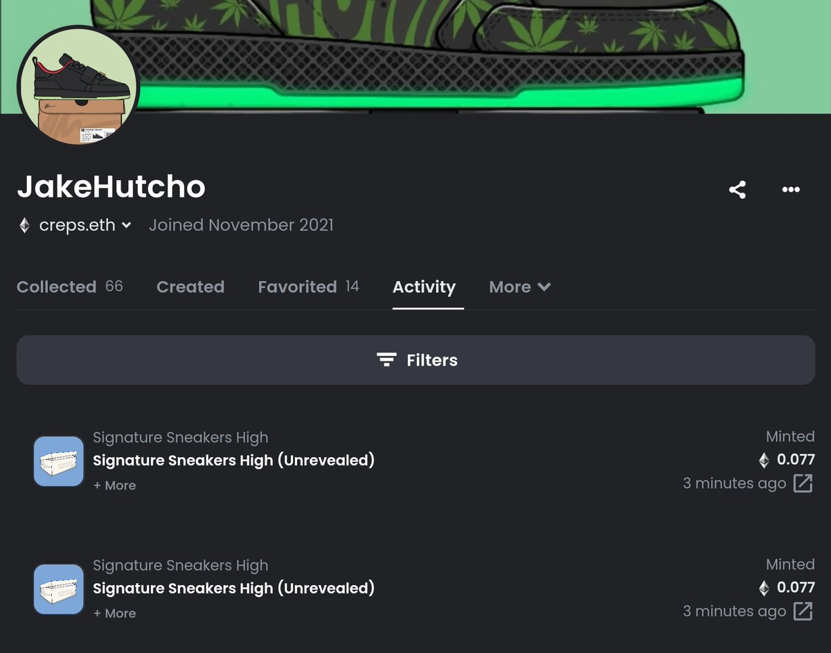 Just minted 2 more <a href="/SignatureSneaks/">Signature Sneakers</a> Highs, total 33 now!