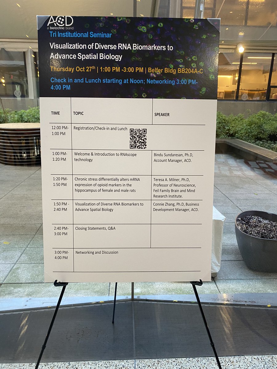 ScSpatial_Splst's tweet photo. All ready for an afternoon of learning at Belfer 2nd floor ! @WCMpeds @WCMCPathology @WeillCornell @MskccCMO @genomics212 @RockefellerUniv #spatialbiology #RNAscope https://t.co/2rQNFfFoBz