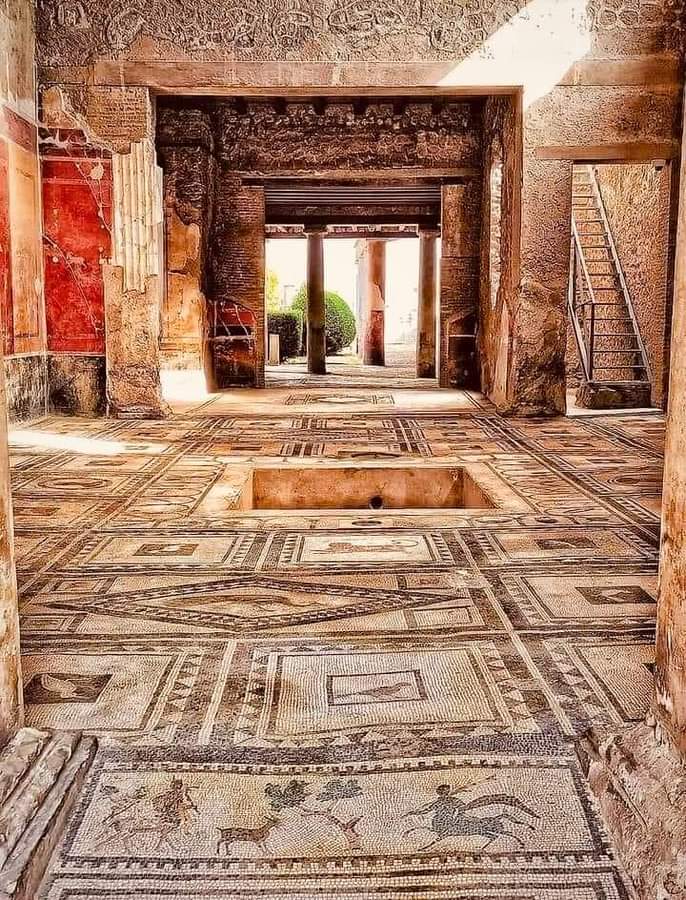 redhistoria's tweet photo. Suelo de mosaico de la Casa de Puquius Procolus - Pompeya. (Siglo II a.C.). https://t.co/9hfI55jouO