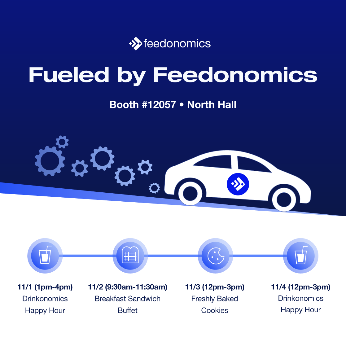 Feedonomics's tweet photo. We are so excited for SEMA Show to begin! Come visit our booth all week for some fun treats and chat with our amazing Feedos.
#SEMA2022 #SEMAShow #ecommerce #feedonomics https://t.co/pmArFrPQv2