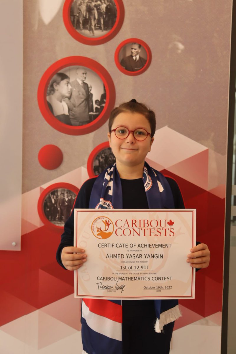Rize_BK's tweet photo. Congratulations👏
Our third grade student Ahmed Yaşar Yangın got the first place at Caribou Mathematics Contests 🏆

3.sınıf öğrencimiz Ahmed Yaşar Yangın  Caribou Matematik Yarışmasında Dünya 1.’si olmuştur 🏆
Öğrencimizi Tebrik Eder Başarılarının Devamını Dileriz 👏

@Rize_BK https://t.co/Dt5y3LgxQX