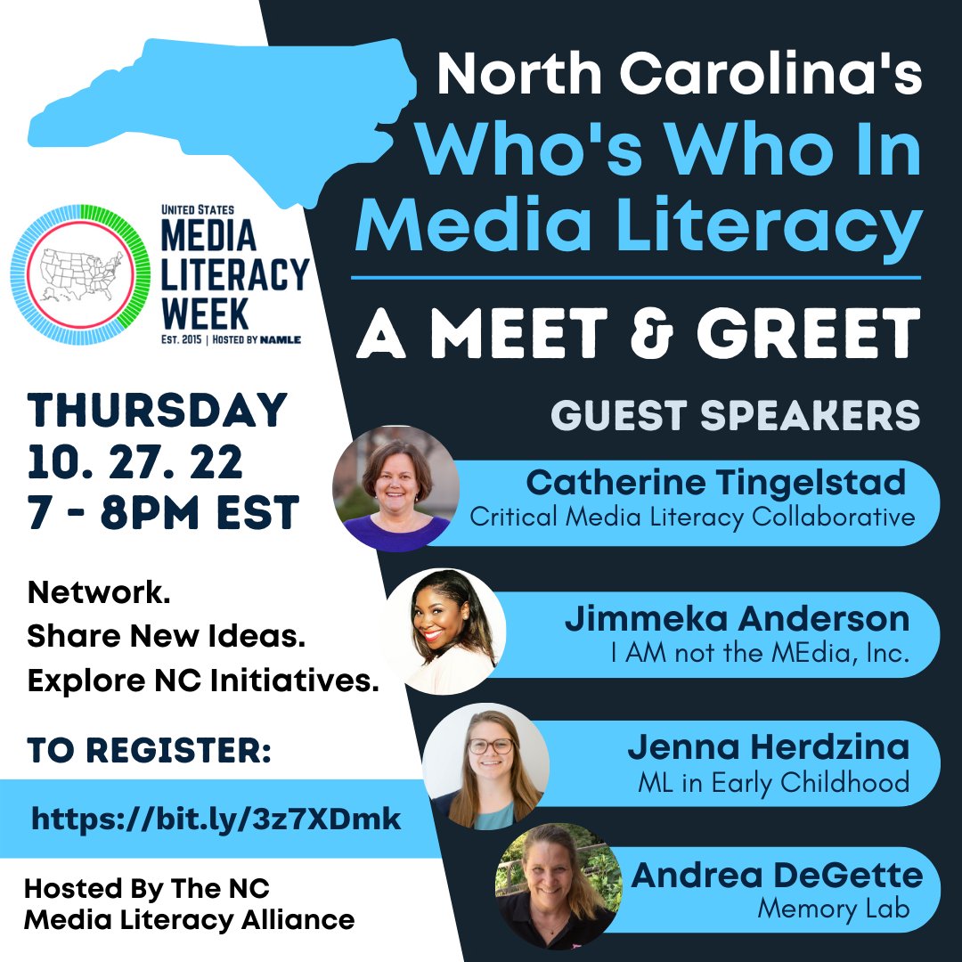 Interested in media literacy in North Carolina? Do join us tonight to connect!! forms.gle/UCByoRXcwLkYvV…