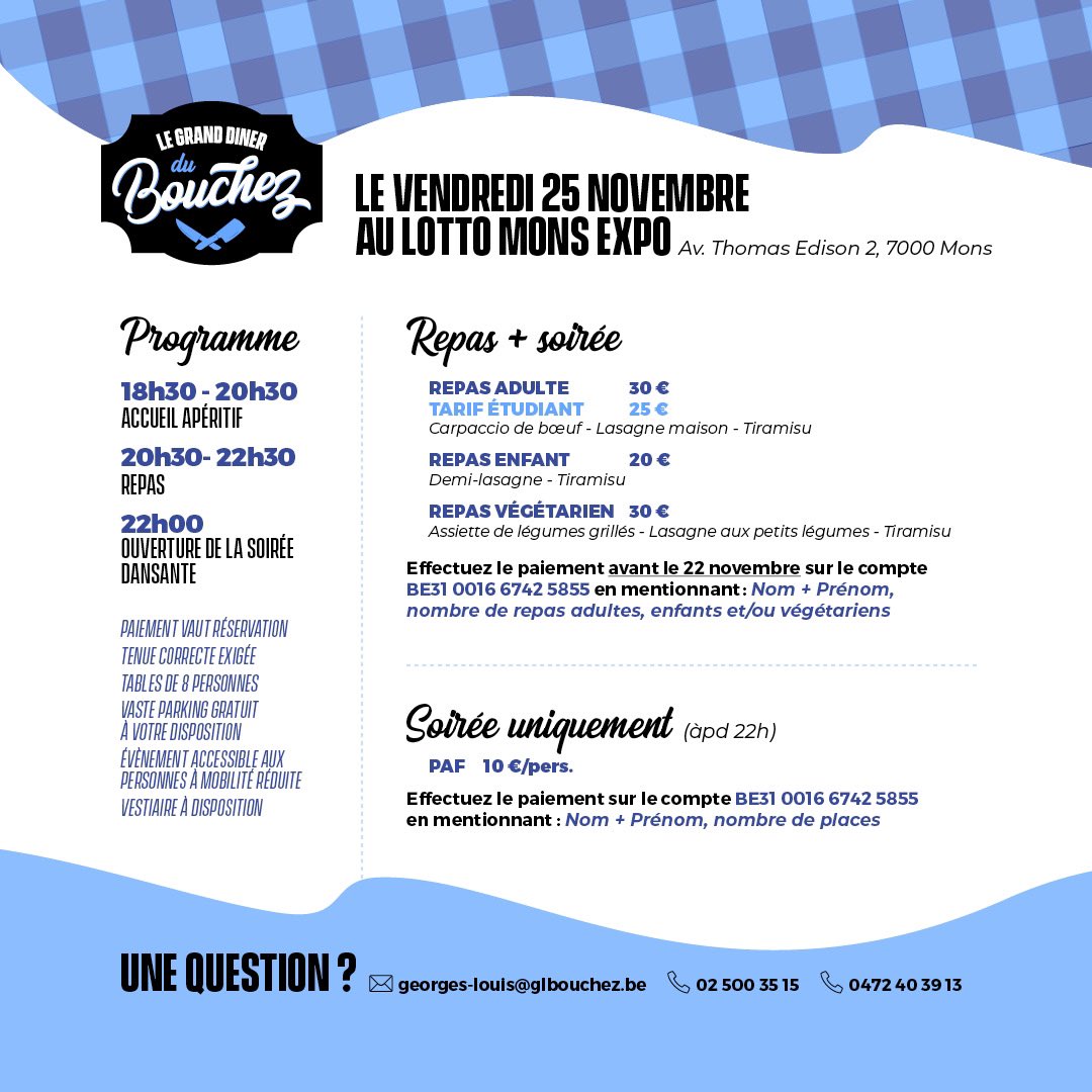 GLBouchez's tweet photo. 🎉 Retrouvons-nous nombreux ce 25 novembre au Lotto #Mons Expo pour une soirée… En Mieux! 
✍️ https://t.co/Vp38TxIBzW
ℹ️ https://t.co/CGeuMzSRXj
#ledinerdubouchez https://t.co/gsFol10XH4