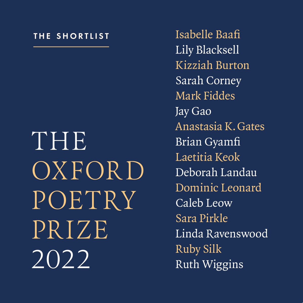 ✨Announcing the shortlist for the 2022 Oxford Poetry Prize, judged by Emily Berry!✨