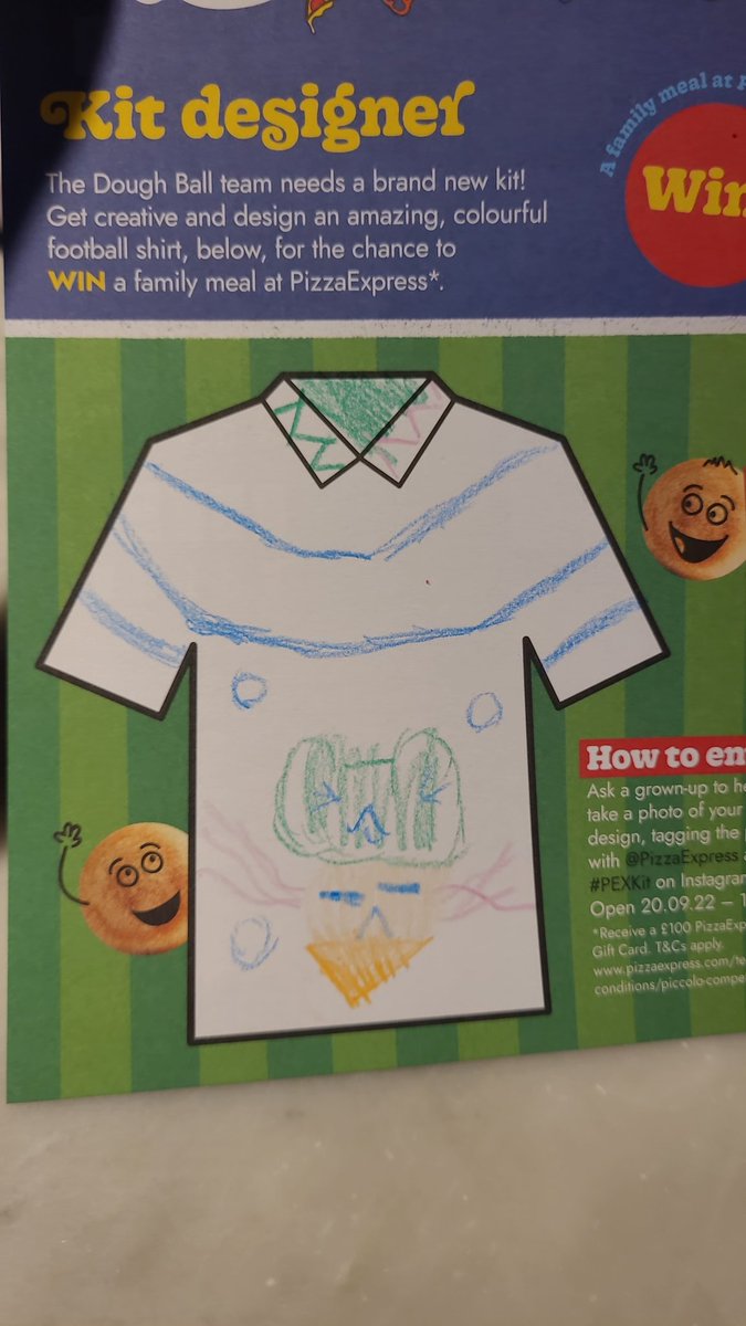 Laurae82's tweet photo. @PizzaExpress Amelia's design as we dine tonight in Basingstoke :) #doughballs https://t.co/CTvOndjT0t