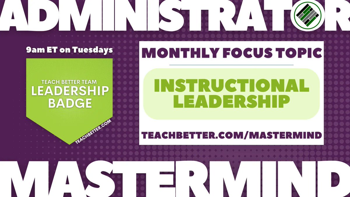 teachbetterteam's tweet photo. Are you interested in joining our #AdministratorMastermind? Join us next month as we kick off our November theme of #InstructionalLeadership. Earn your badge and certificate by getting involved! Click the link for more information: https://t.co/V6sCeTSXZ6 #LeadBetter https://t.co/AMmXKCf8uV