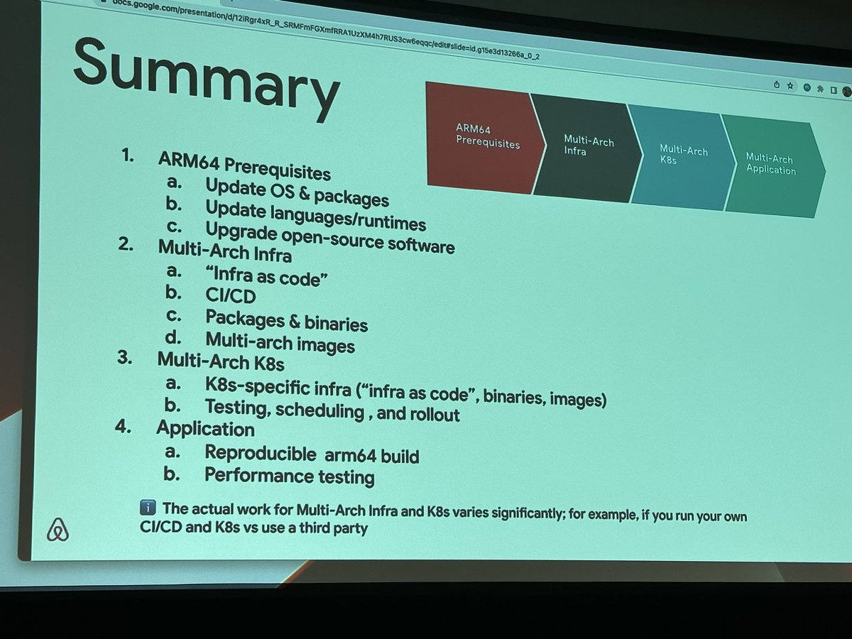 Great session by <a href="/MelanieCebula/">Melanie Cebula</a> on <a href="/Airbnb/">Airbnb</a> <a href="/Arm/">Arm</a> journey at #Kubecon2022