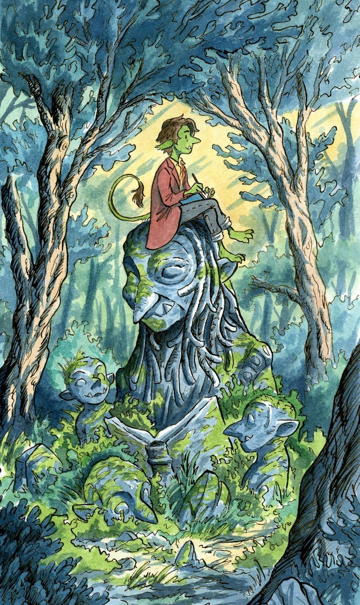 tree sitting nature tail barefoot green skin pants  illustration images