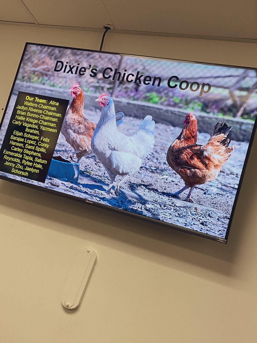 KCSDisRBTL's tweet photo. Student Agency at its BEST! DX student leaders sharing their research about building a chicken coop to help support their learning in agriculture biology. @DixieHeightsHS https://t.co/1EG1Z6qzlp