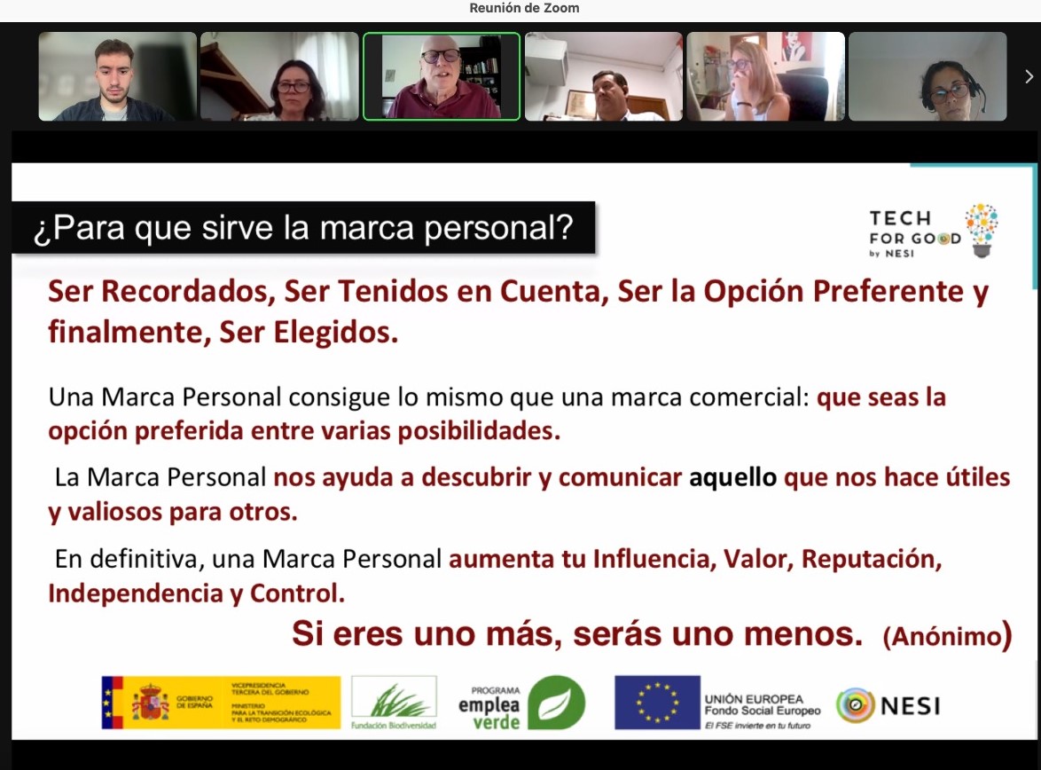 nesiforum's tweet photo. Arrancamos el Ciclo de #Talent #Webinars de #Tech4GoodbyNESI para fomentar el talento innovador, mejorar las capacidades y habilidades profesionales de los participantes en el proyecto🙌 Y comenzamos trabajando sobre "Quien soy yo: Mi Marca Personal y RRSS" #Empleaverde https://t.co/7bWLLV527e