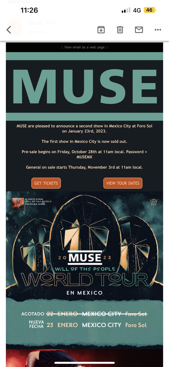 ticketelhamster's tweet photo. La preventa a fans de la nueva fecha de Muse en la CDMX es mañana a las 11 AM!
La venta general el 3 de noviembre a las 11 AM.
Código: MUSEMX
#muse #preventafans #conciertosmx #CDMX https://t.co/Zhe9cprh4X