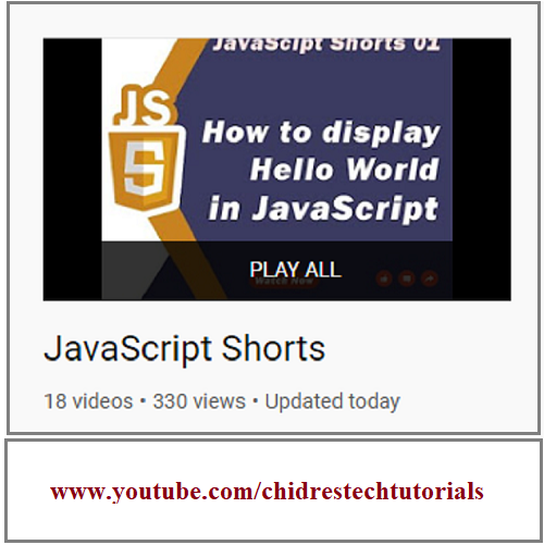 ManjunathChidre's tweet image. JavaScript Shorts By ChidresTechTutorials:
bit.ly/3CUW79v
SUBSCRIBE TO: youtube.com/chidrestechtut…
#javascriptshorts #javascriptshortvideo #javascript #js #webdesign #webdevelopment #websitedesign #programming #coding #webdev #webdeveloper #webdesinger #programmer #coder