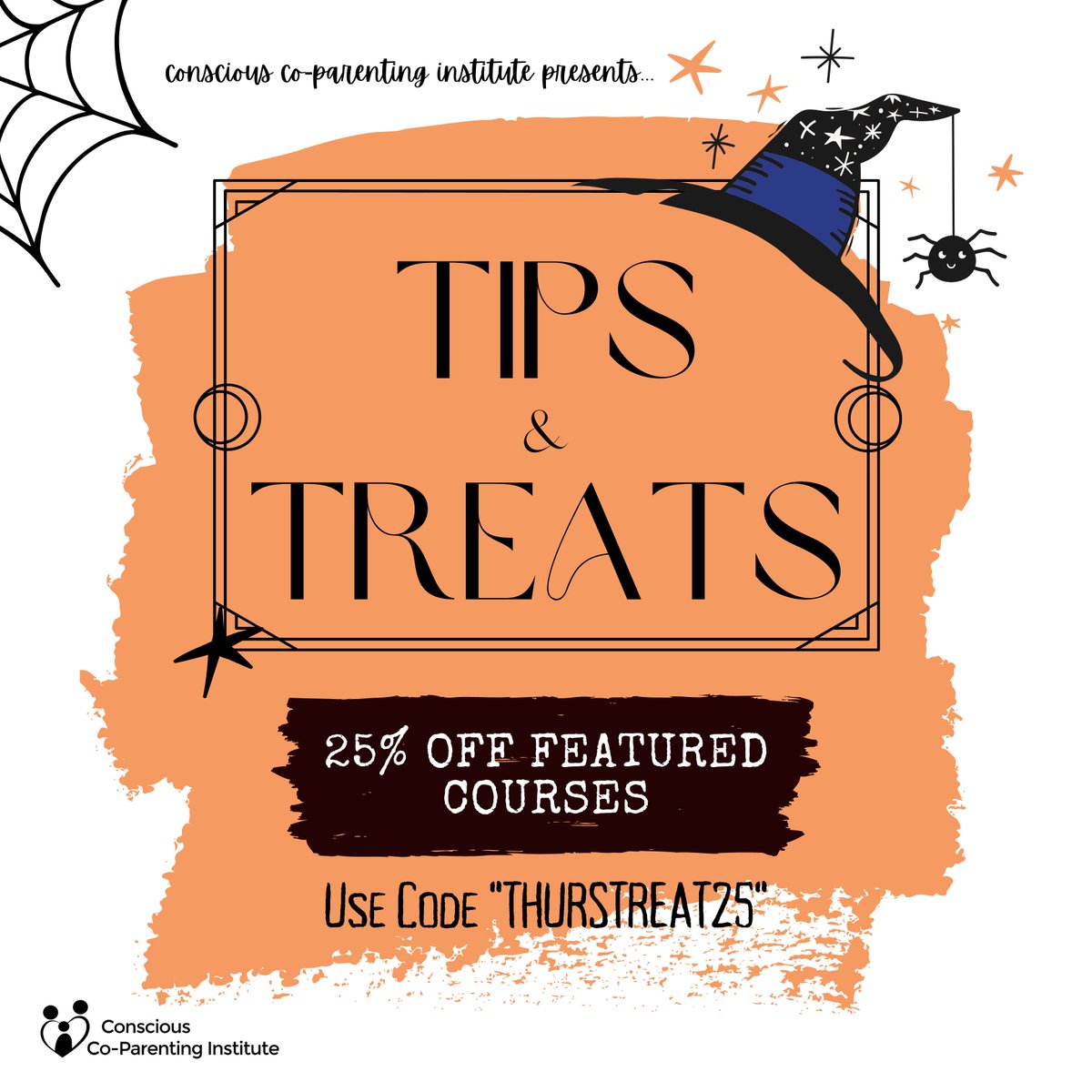conscious_ccpi's tweet photo. It's officially the last day of our Tips &amp; Treats for October! For the next 24 hours, take 25% off our featured courses. This includes Higher Purpose Parenting, Reunited, and our 10-Week Conscious Co-Parenting course. Enroll with the code "THURSTREAT25". 

https://t.co/0MXk5oeJsC https://t.co/UaMtyd8xJa