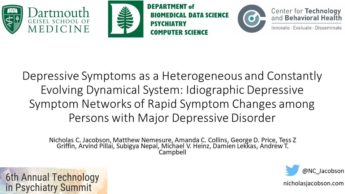 Join me tomorrow at #TIPS2022 for a discussion of Time-Varying Network Dynamics of Major Depressive Disorder

#NetworkScience 

Preprint:
psyarxiv.com/pf4kc/

A 🧵for those who can't make it

1/19