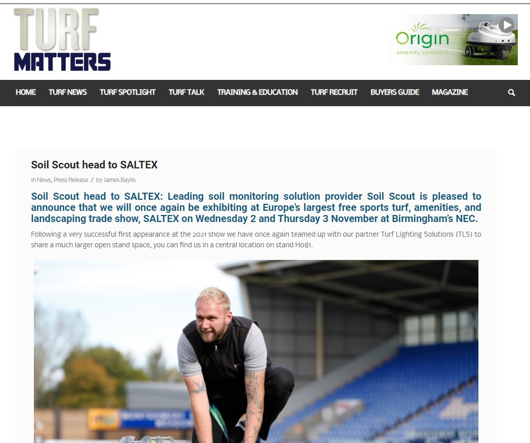 TLS- Turf lighting solutions (@tlsturf) on Twitter photo Looking forward to exhibiting with <a href="/Soil_Scout/">Soil Scout</a> and@turfpal next week at #SALTEX 2022. Visit stand H081 to speak to us about how we can secure optimal grass growth for your sports turf. See you at the NEC Nov 2 -3!
ow.ly/NSO150Ln26n Looking forward to exhibiting with <a href="/Soil_Scout/">Soil Scout</a> and@turfpal next week at #SALTEX 2022. Visit stand H081 to speak to us about how we can secure optimal grass growth for your sports turf. See you at the NEC Nov 2 -3!
ow.ly/NSO150Ln26n