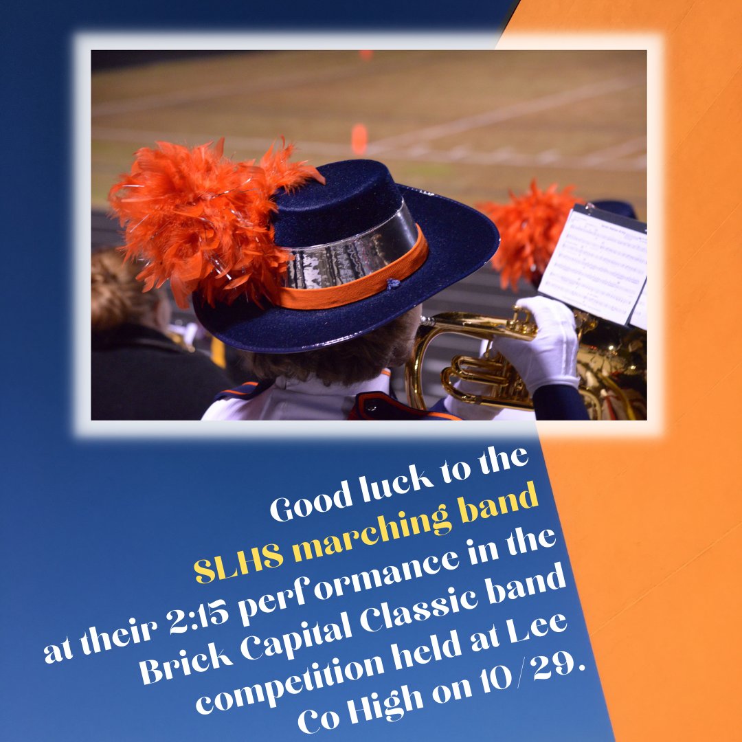 Our Southern Lee Marching Band will be taking the field at 2:15 on Saturday, October 29th for the annual Brick Capital Classic band competition.  The are 9 different bands performing.  Come out to Lee County High School and support Ms. Matthews and her Cavaliers.