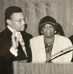 My swearing in with my mentor Annette Rainwater. Black women made me! She should have told me my glasses were outdated. Lol