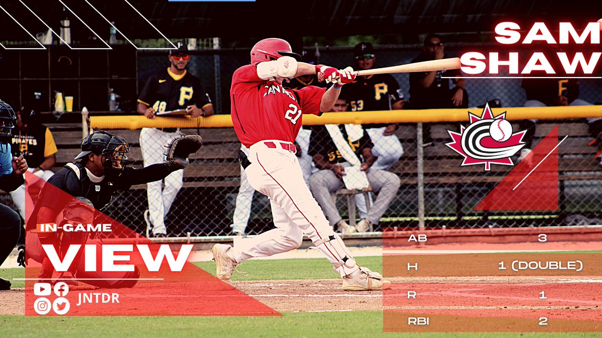 In-Game View 👀 Mid 7️⃣ JNT 🇨🇦 4-2 Pirates DIL @SamShawbaseball with the big knock to give the Juniors the lead!💪 📊 bit.ly/3Deg9KW #JNT #JNTDR #BaseballCanada