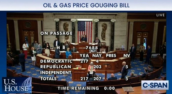 NEVER FORGET: While oil companies have been enjoying record profits at the expense of consumers, Republicans voted against a law to ban price gouging.

Pass it on.