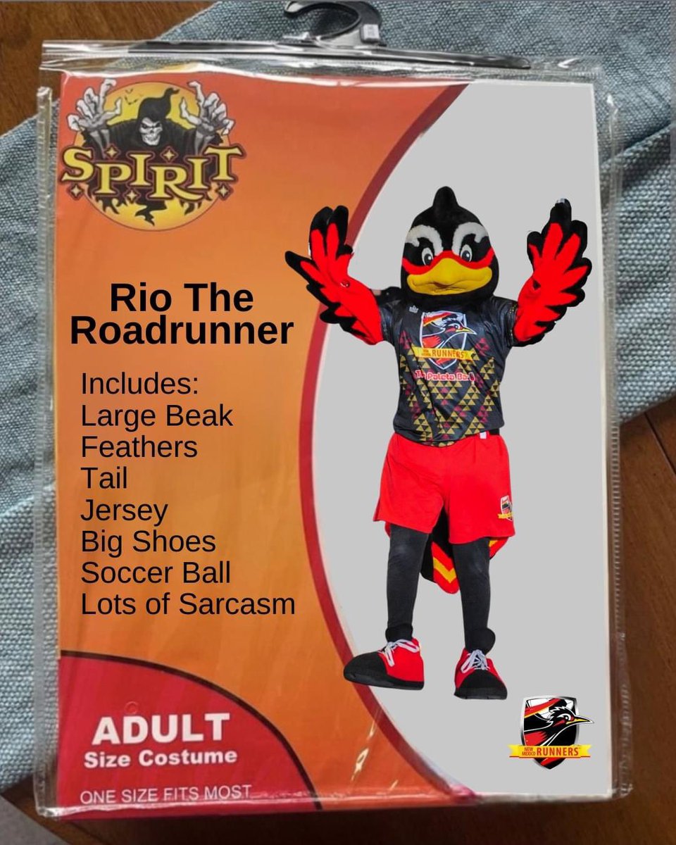 nmrunners's tweet photo. We honestly can say that @SpiritHalloween offers the best costume! @RioRoadrunner is a best seller! 🎃🎃🎃
#spirithalloween #costume #halloweencostume #spiritcostume #spiritmeme #halloween #nmrunners #roadrunner #nmsoccer #arenasoccer https://t.co/MNI8UHolMA