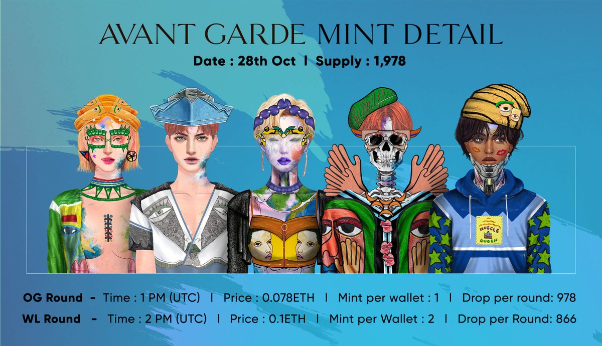 We're so excited that our mint date has arrived!
Thanks for waiting and being supportive.❣️ 

👉Mint here: studio.avantgarde.design

As a reminder, please do not click on any links that claim to be our project besides this official link