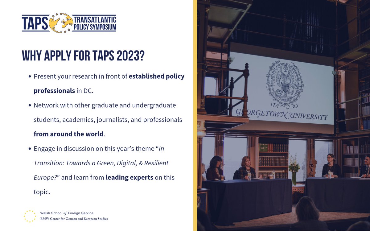 TAPSGeorgetown's tweet photo. Why submit your paper to TAPS 2023?
Submit your paper abstract to TAPS and join us at the conference on February 10th, 2023!
For more information visit: https://t.co/XrB9FgJL1b
📝Deadline for abstracts: November 18, 2022
#TAPS2023 #GeorgetownMAGES @EuropaSaxa https://t.co/se1ZGIHRxd