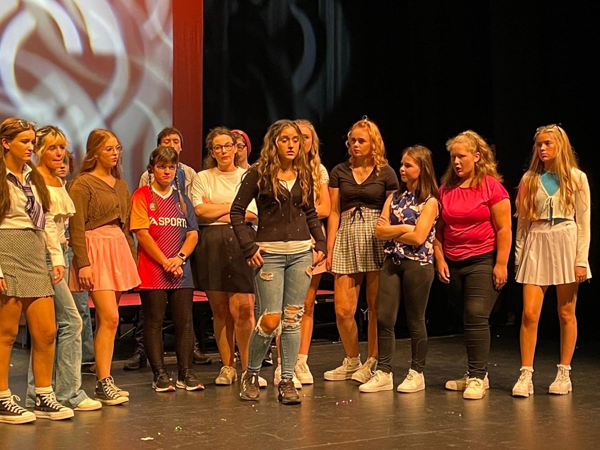 BHCMonaghan's tweet photo. So proud of our #BHCTY on finishing production week @garagetheatre3 🎭🎶 #AllinThisTogether #Teamwork #GetchaHeadInTheGame🏀 Thank you from all your teachers who’ve taken this journey with you. #BHCDrama #BHCMusic #BHCArt https://t.co/qbUPJSrStY