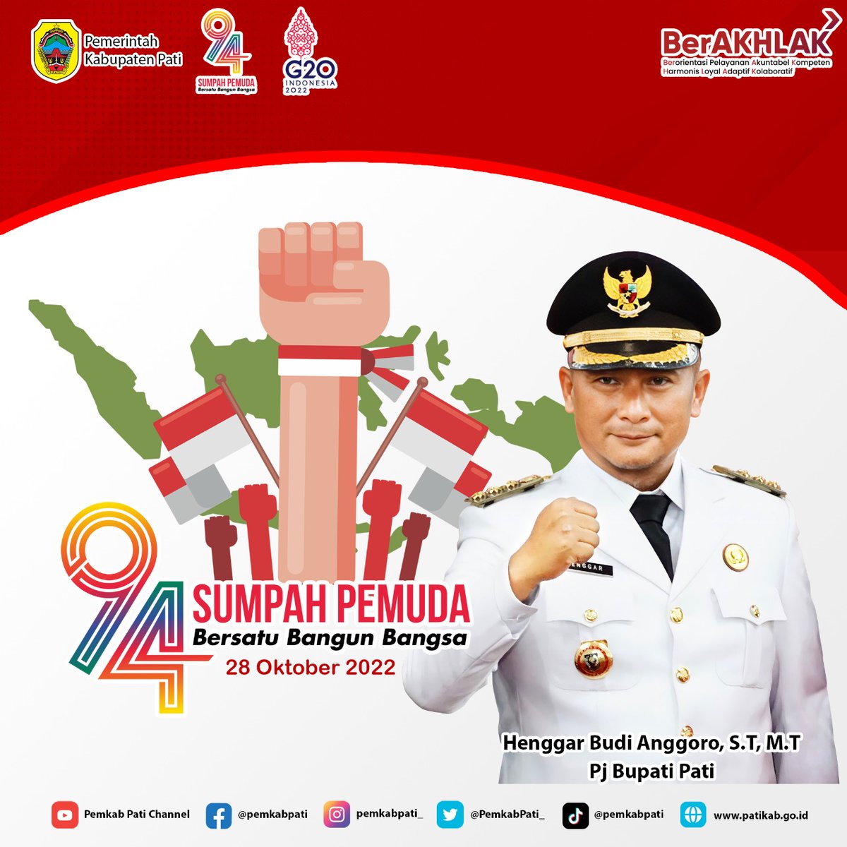Selamat Hari Sumpah Pemuda 2022, Tetap kobarkan api semangat untuk membangun negeri. Indonesia satu, para pemuda bersatu.

#sumpahpemuda2022 
#bersatubangunbangsa