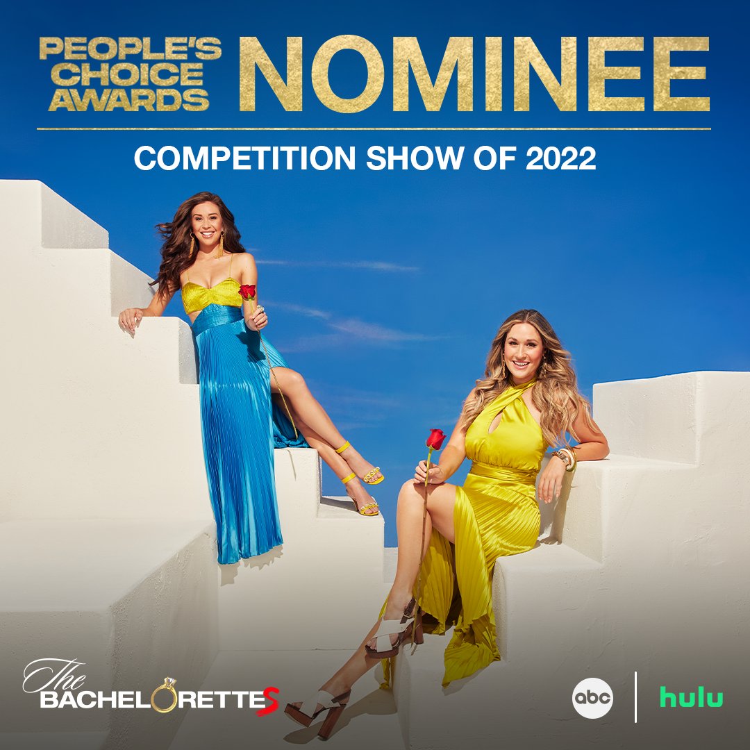 BacheloretteABC's tweet photo. We love a reason to celebrate! 🥳 #TheBachelorette and @GabrielaWindey have been nominated for the 2022 @peopleschoice Awards! Vote today at https://t.co/aL9euK9JrX. #PCAs https://t.co/BAdNs6KjDN