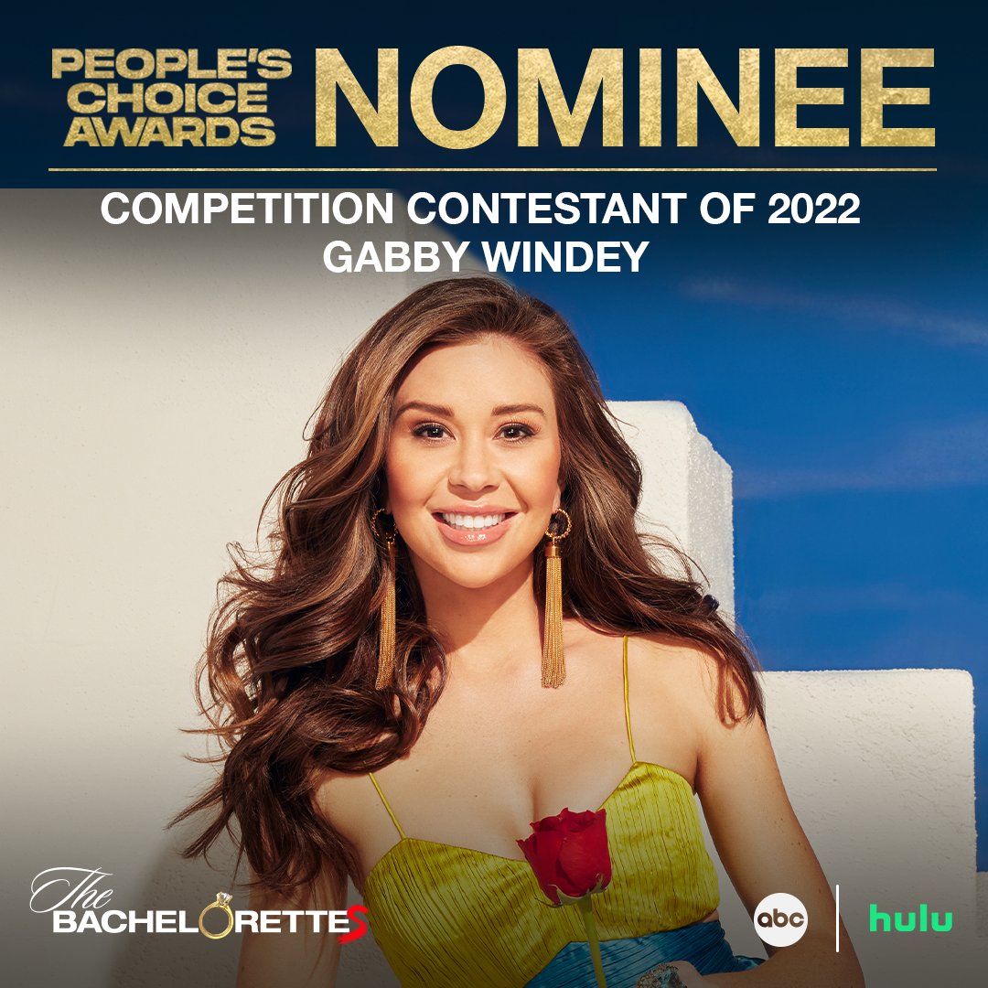 BacheloretteABC's tweet photo. We love a reason to celebrate! 🥳 #TheBachelorette and @GabrielaWindey have been nominated for the 2022 @peopleschoice Awards! Vote today at https://t.co/aL9euK9JrX. #PCAs https://t.co/BAdNs6KjDN
