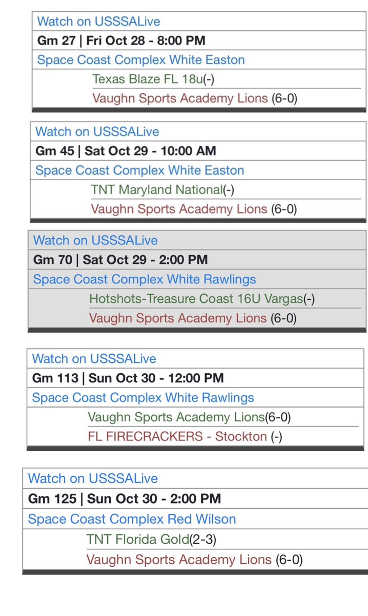 Come out to watch the Lions this weekend. We will be playing at Space Coast in Viera. Looking forward to another great weekend! <a href="/DiannaMontidoro/">dianna montidoro</a> <a href="/DaniEbert7/">Dani Ebert</a> @Savanna49233115 <a href="/mackenz26583632/">Mackenzie wolfe</a> <a href="/SarahP1414/">Sarah Phipps</a> <a href="/GraceRawn/">Grace Rawn</a> <a href="/kylahhill2024/">Kylah Hill</a> <a href="/Bella_Silva35/">Isabella Silva</a> <a href="/vaughnsports42/">Vaughn Sports Academy</a> <a href="/makenzief432/">Makenzie Foster</a>