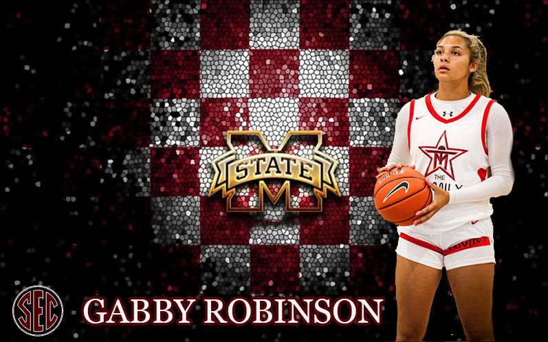 gabzrobinson's tweet photo. Thank you @SamPurcellMSU @corryne00 for believing in me. I am blessed and thankful to have received an offer to play for Mississippi State. #HailState @the10huskiesgbb @TeamMilitant https://t.co/ZqzP1zrayZ