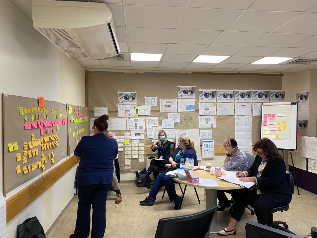 The @neriecs team - working hard all week on the Age Related Macular Degeneration (AMD) pathway. Using a #personcentredimprovement Lean approach to redesign pathways @Matersurgery @MaterNursing @Kelleyok87 @HeartyFiona @MaterHSCPs @keown_marie @aoifebraidee @RichardCarr1