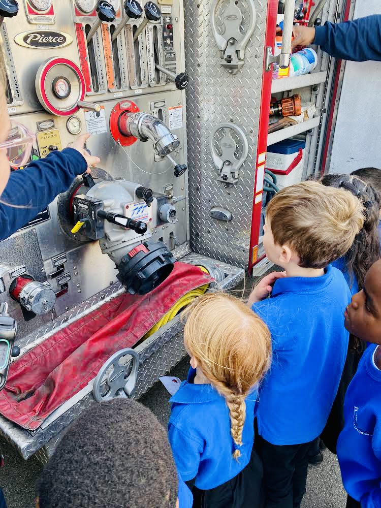 TLABeloit's tweet photo. K4 scholars had a very exciting visit this week to learn about fire safety, firefighting careers and the cool equipment! #careerexploration https://t.co/6sa7YBXnt2