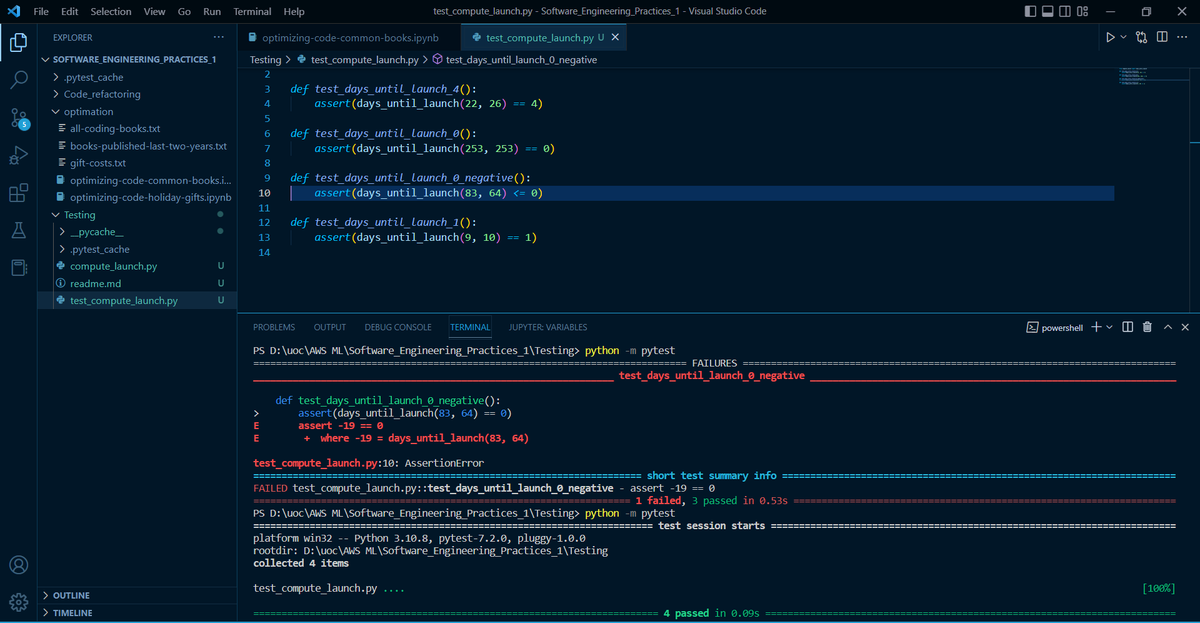 TheDataHokage's tweet image. Day 255 of #300daysofcode👨💻#DataScience #DataAnalytics
Learn testing, logging, and code review practice.
For code testing, I observed that the prefix 'test' used for naming functions to be tested must be followed by an underscore _, not a hyphen- for #pytest to detect them.