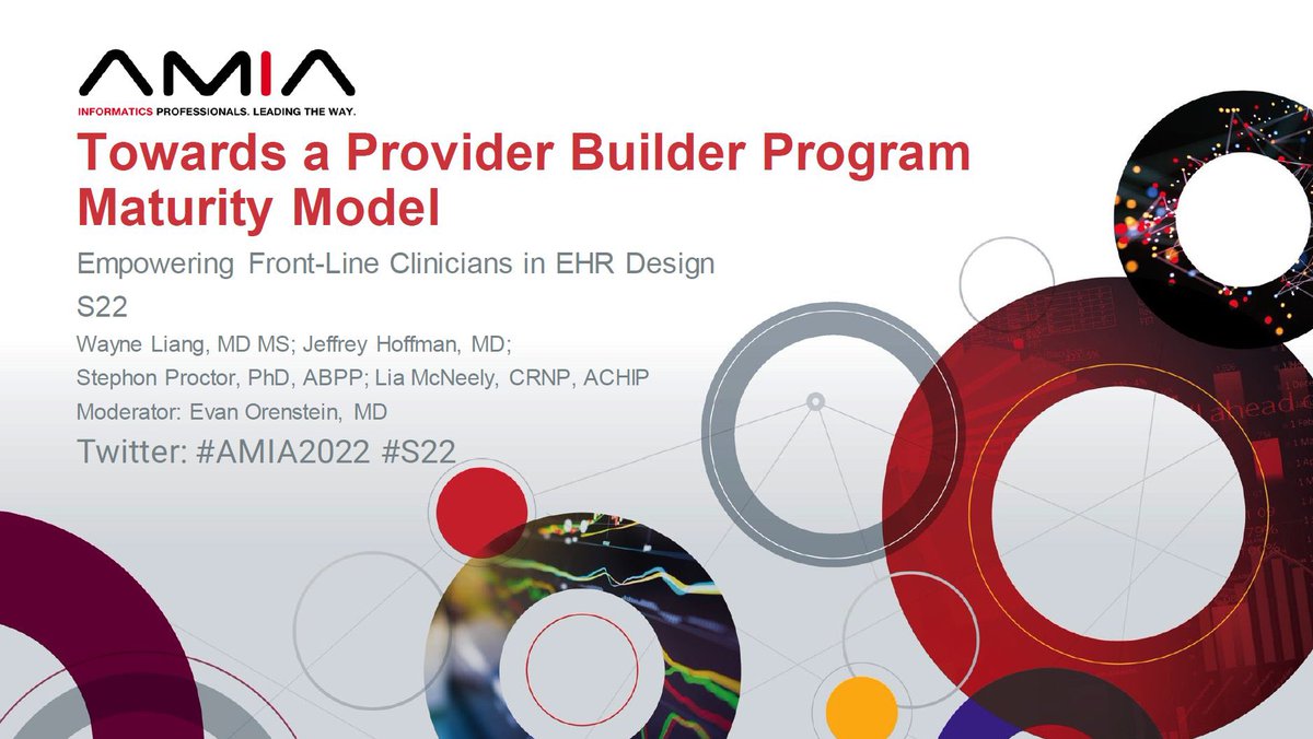 WayneLiangMD's tweet photo. Looking forward to presenting on #ProviderBuilder Program Maturity Model at #AMIA2022 S22 with #pediatric #informaticists from 3 children's hospitals! Guaranteed fun times🦄🤸‍♀���

Jeff Hoffman @nationwidekids 
Stephon Proctor &amp; @lwmcn @ChildrensPhila 
@evan_orenstein @childrensatl https://t.co/VO8HVseAeT